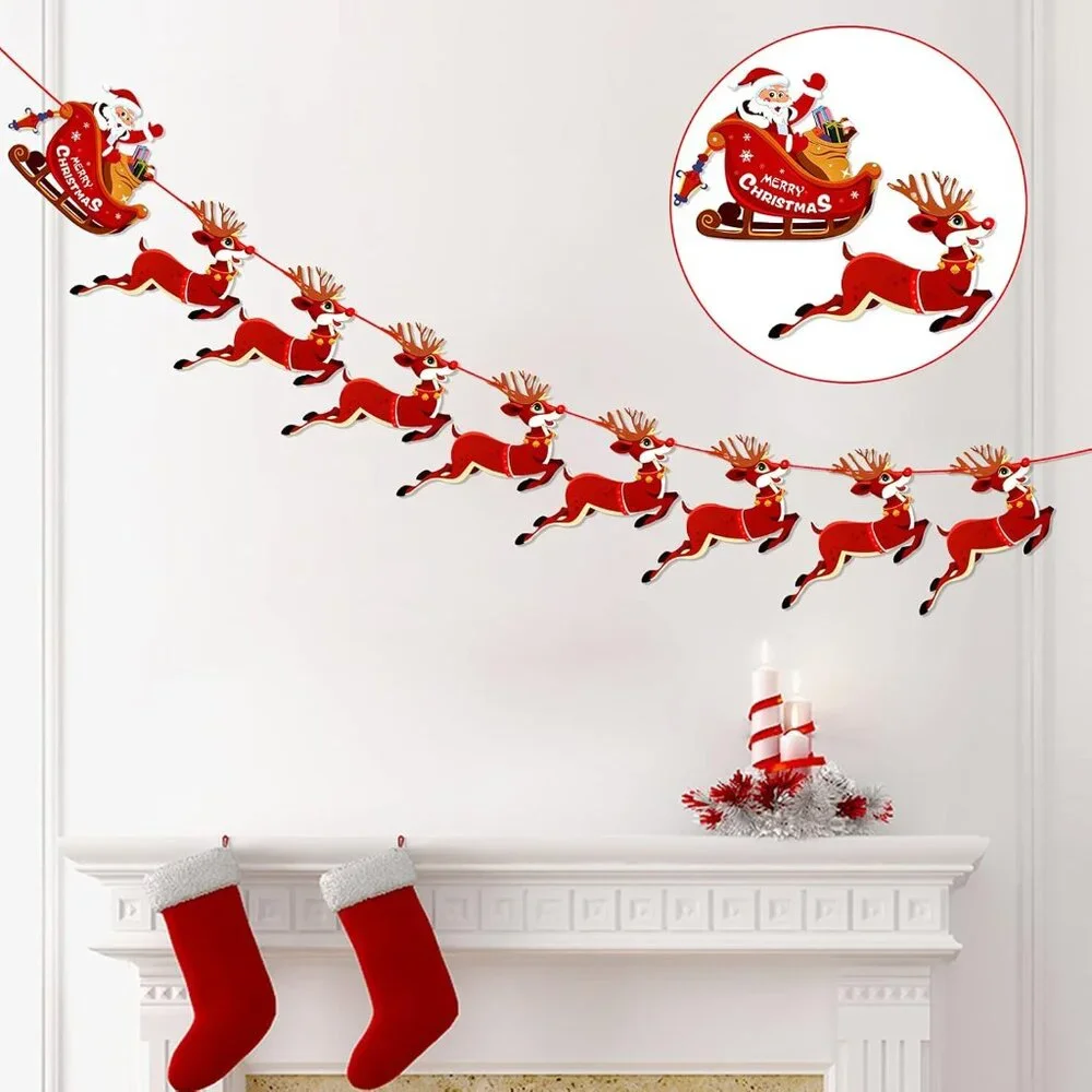 Vibrant 3m Christmas Reindeer Bunting Banner - Perfect for Holiday Decor